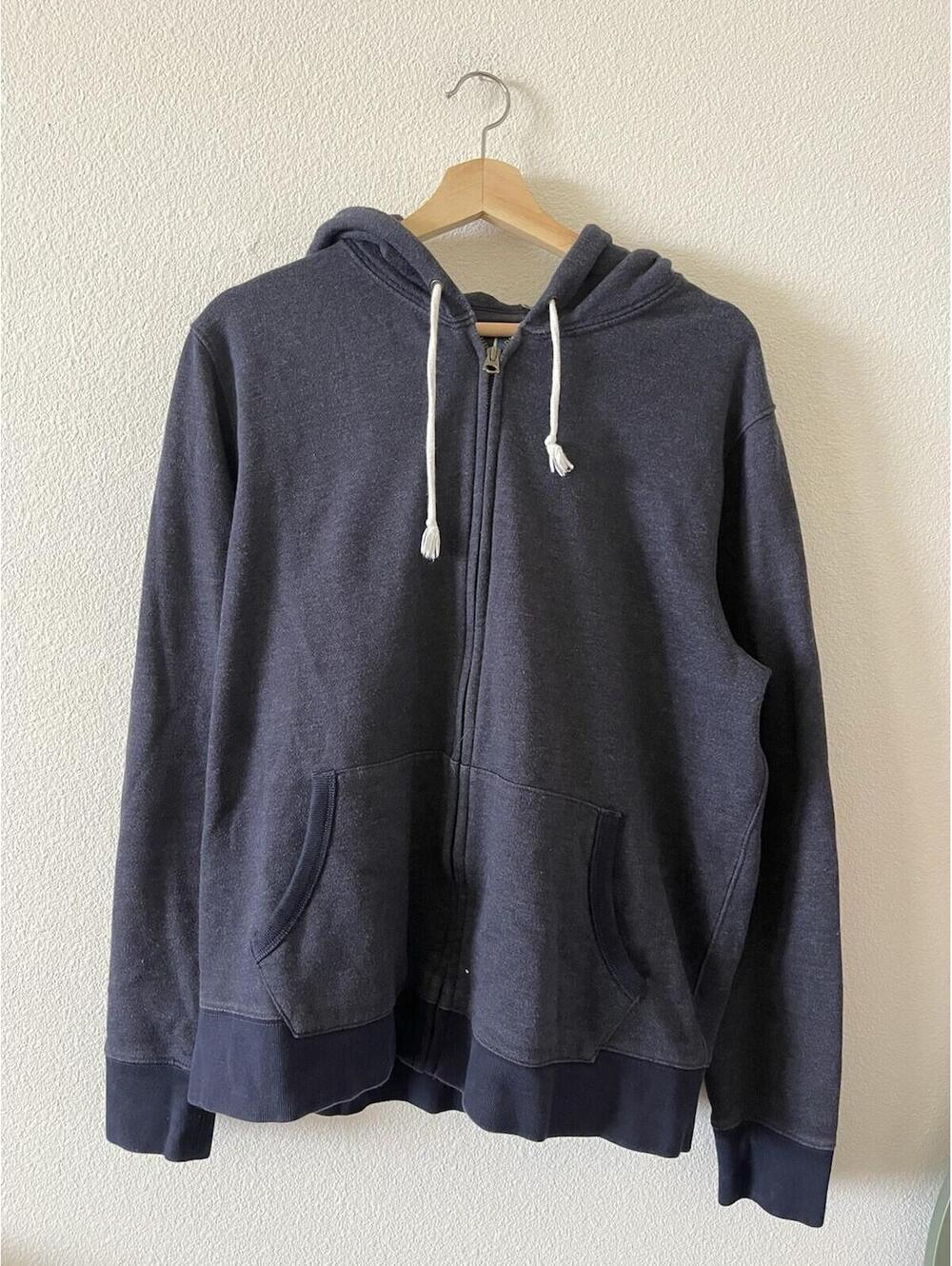 J. Crew Vintage Fleece Charcoal Zip Up Hoodie L